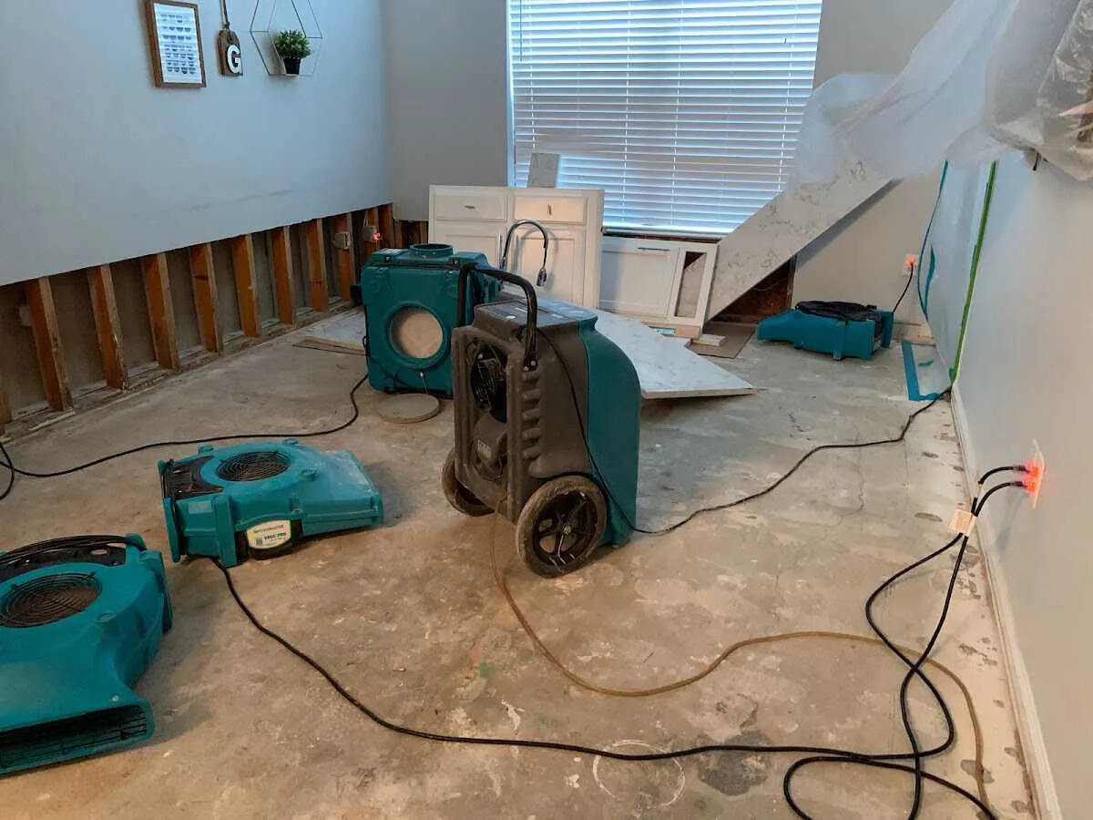 Dehumidifier in flood-cut room for Water Damage Restoration in Spotsylvania Courthouse